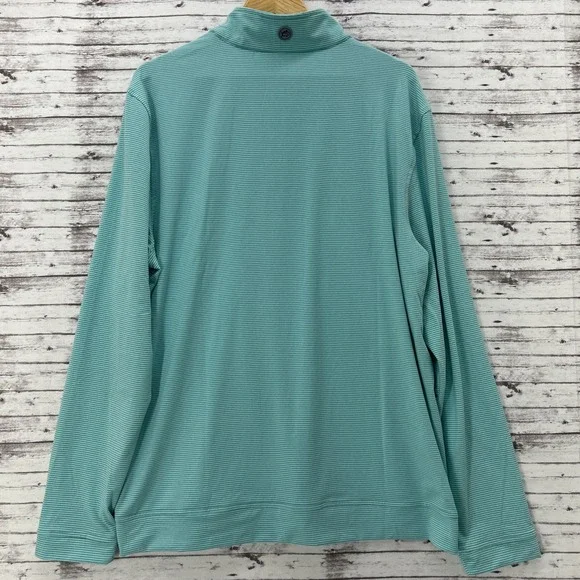 Southern Tide 1/4 Zip Men XL Mint Green Striped Performance Pullover Lightweight - Picture 4 of 11